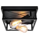 Industrial Black Ceiling Light Square 2 Light Box Lantern Flush Mounted K438