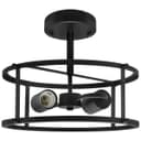 Industrial Black Ceiling Light Round 2 Light Drum Shade Lantern Semi Flush Mount K439 
