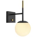 Modern Brass Wall Light Black Frosted Glass Globe Sconce H3125