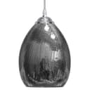 Retro Chrome Ceiling Pendant Light Fixture Grey Cracked Glass Oval Lamp shade H3058