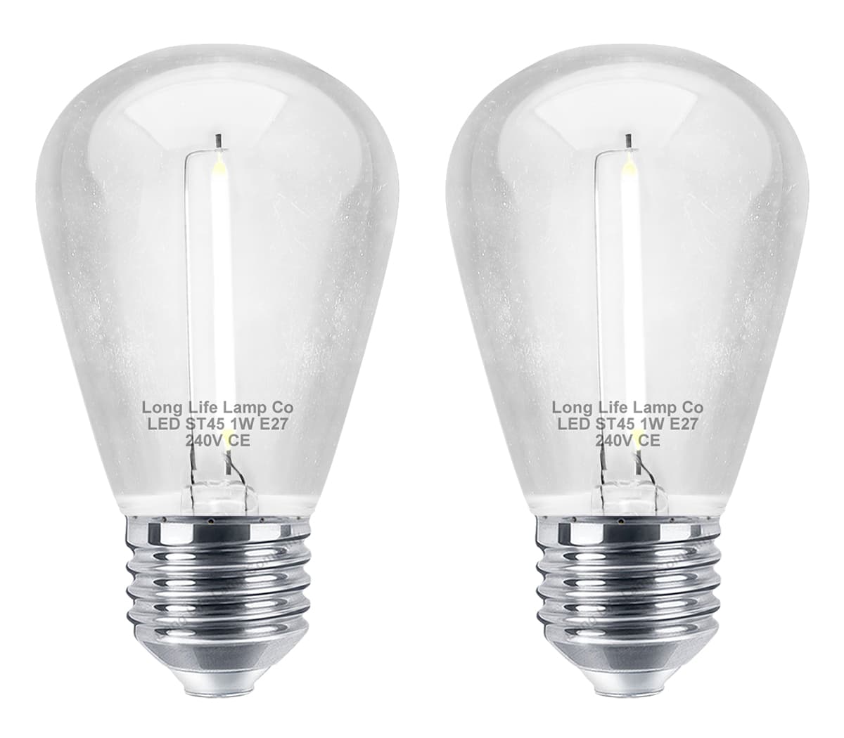 Pack of 2 LED Filament Light Bulb 1w E27 Edison Screw Cool White Decorative Festoon Lamp