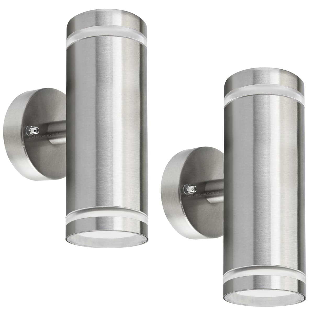 2 x Outdoor Double Wall Lights Stainless Steel GU10 Fitment
