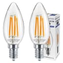 4w LED Candle E14 Filament Light Bulb Small Edison Screw Clear Glass 1800 Kelvin 2 Pack