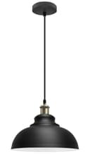 Retro Vintage Black Dome Pendant Light Shade Antique Brass Holder 