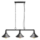 Industrial Suspended Ceiling Pendant 3 Lamp Black Metal Vintage Light Fitting 