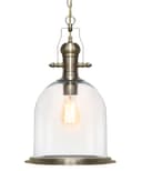 Vintage Clear Glass Pendant Light Antique Brass Bell Ceiling Lampshade Retro Industrial 