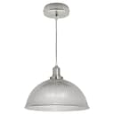 Retro Antique Silver Ceiling Pendant Ribbed Dome Glass Light Shade 