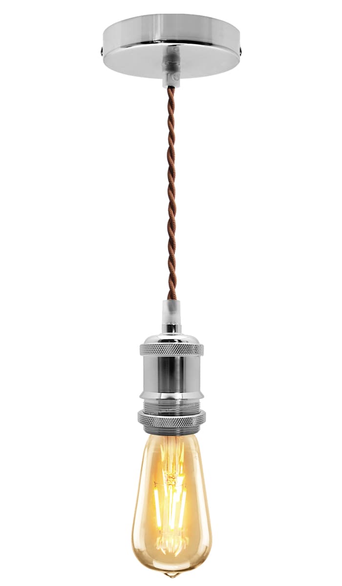 Industrial Vintage Ceiling Pendant Lamp Holder Chrome E27 Fitting