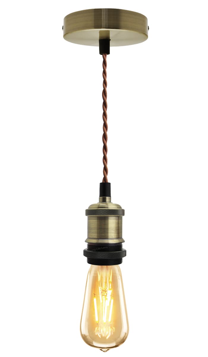 Industrial Vintage Ceiling Pendant Lamp Holder Brass E27 Fitting 