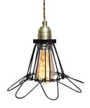 Vintage Bird Cage Pendant Antique Brass Opening and Closing Industrial Hanging Light With 40w E27