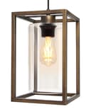 Vintage Antique Brass Box Lantern Ceiling Pendant Light M0155 