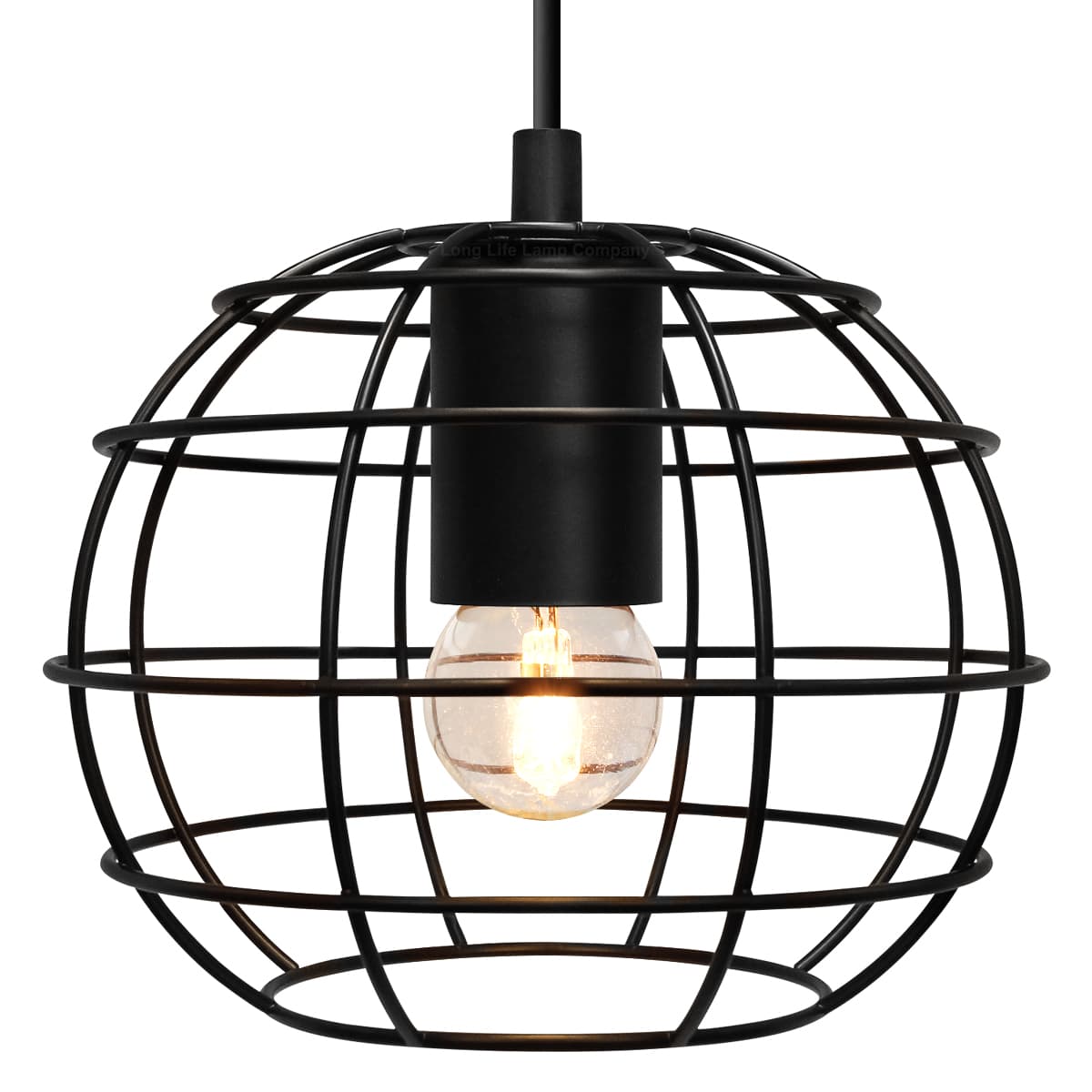 Wire Cage Globe Black Metal Pendant Light M0173