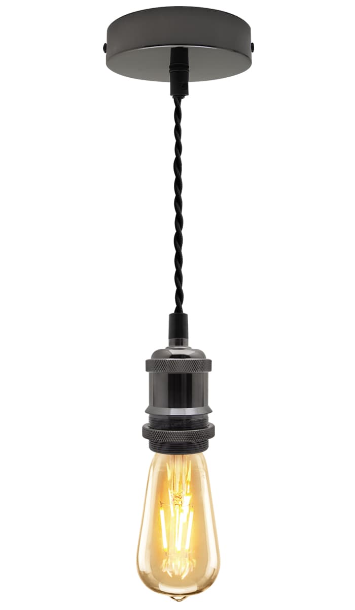 Industrial Vintage Ceiling Pendant Lamp Holder Black Nickel E27 Fitting M0219