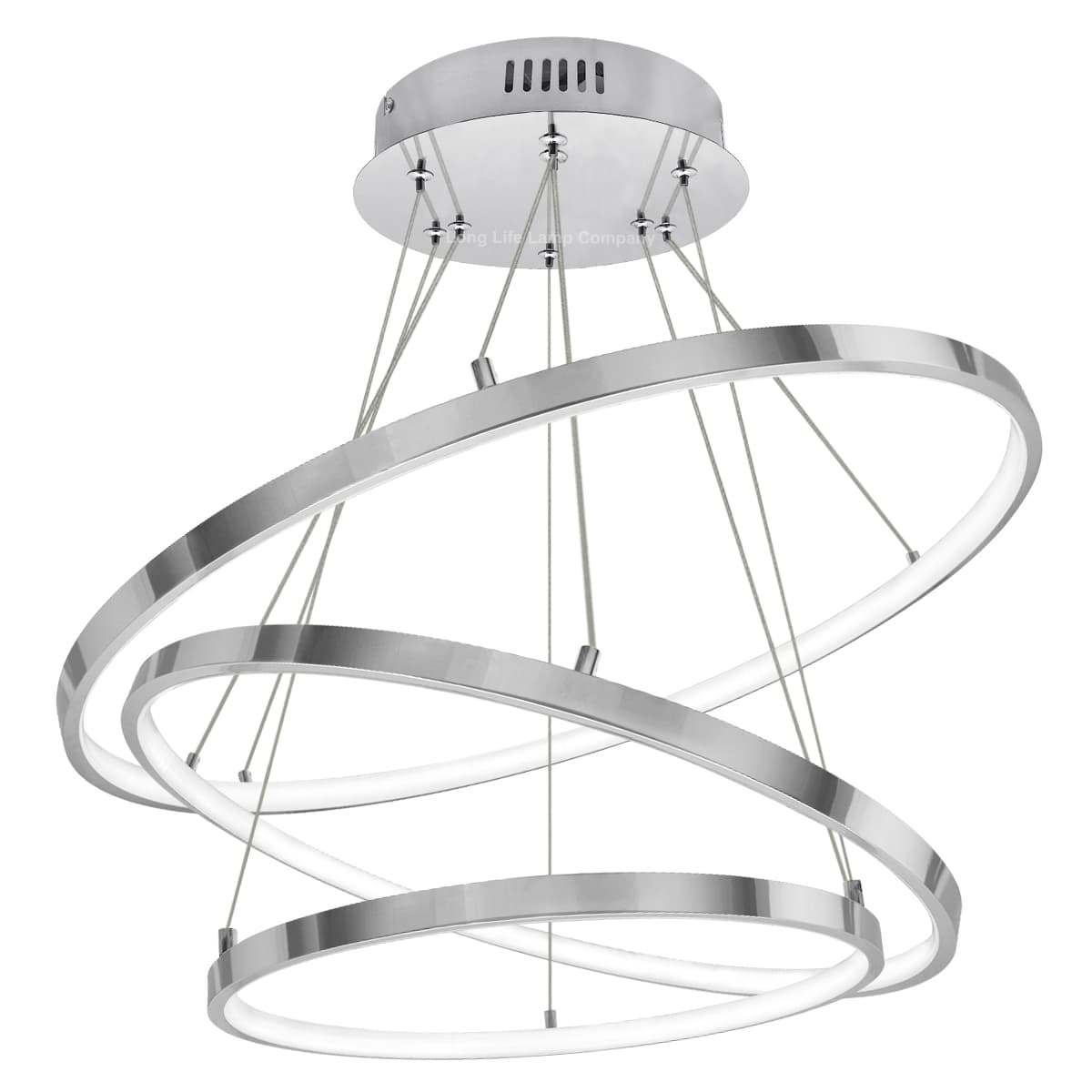 Modern Round Chandelier LED 3 Ring Ceiling Pendant Light Cool White 