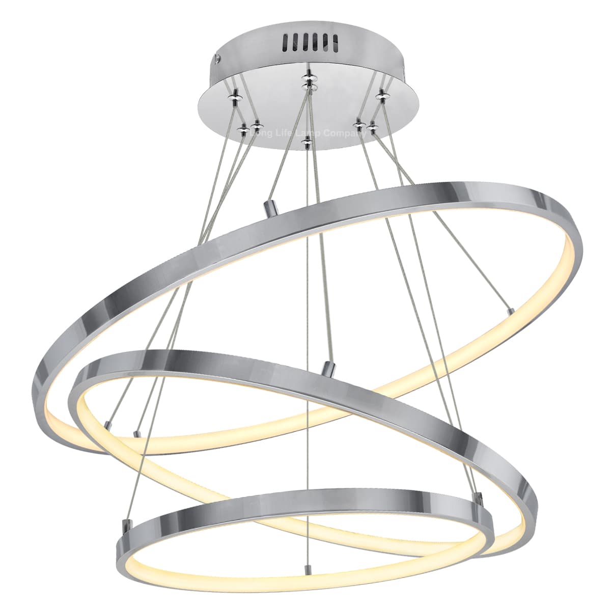Modern Round Chandelier LED 3 Ring Ceiling Pendant Light Warm White 