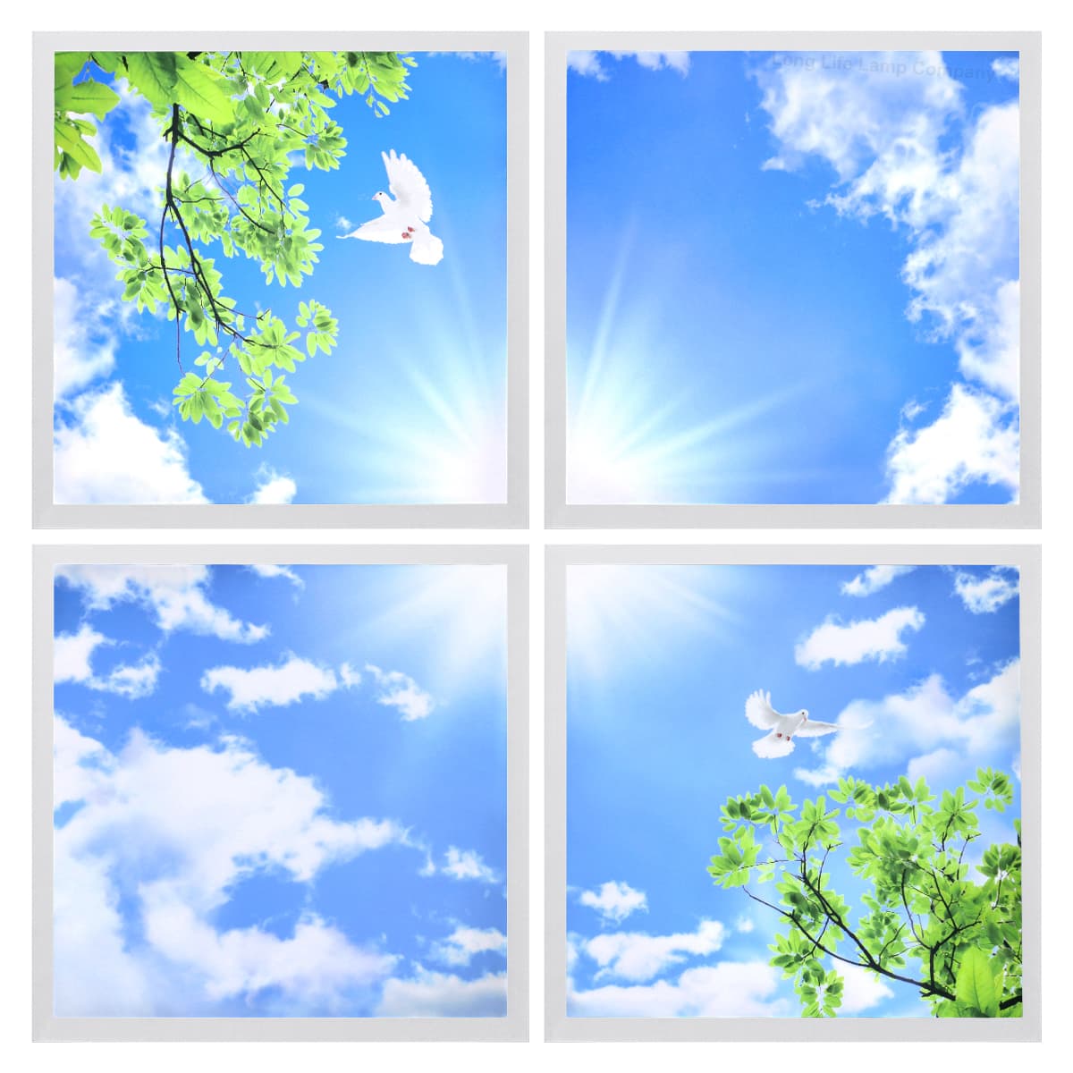 175W 4 Set Blue Sky LED Ceiling Recessed Panel 600 x 600 Sun Birds Cloud Sky Scene SKY03