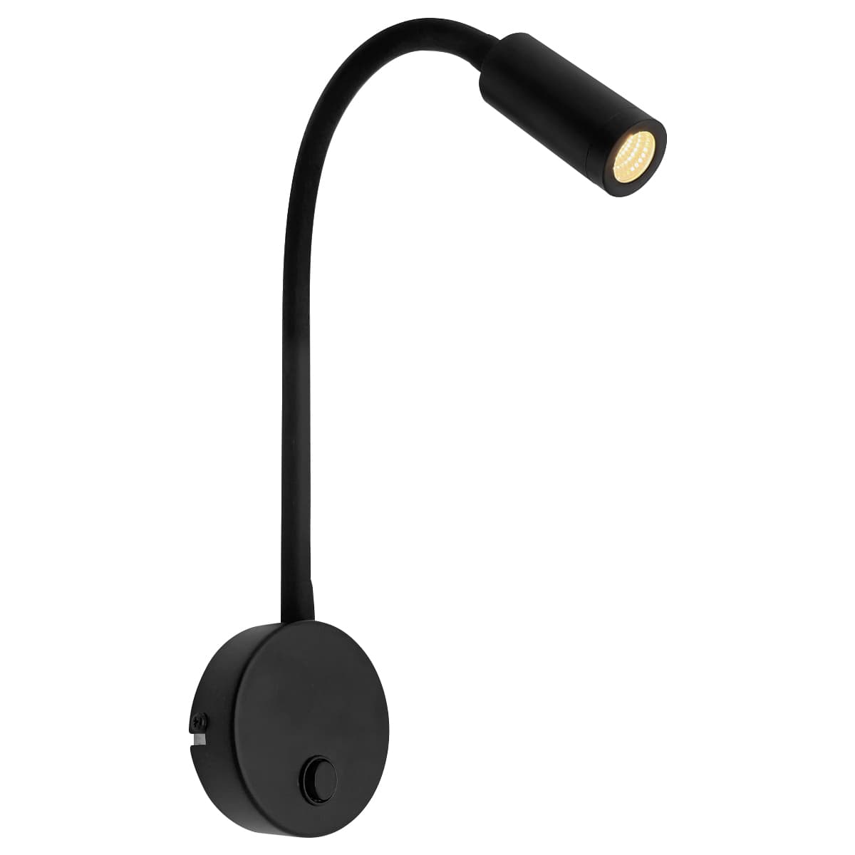 3W LED Adjustable Black Wall Mounted Reading Light with Flexible Arm Warm White 3000K BW03