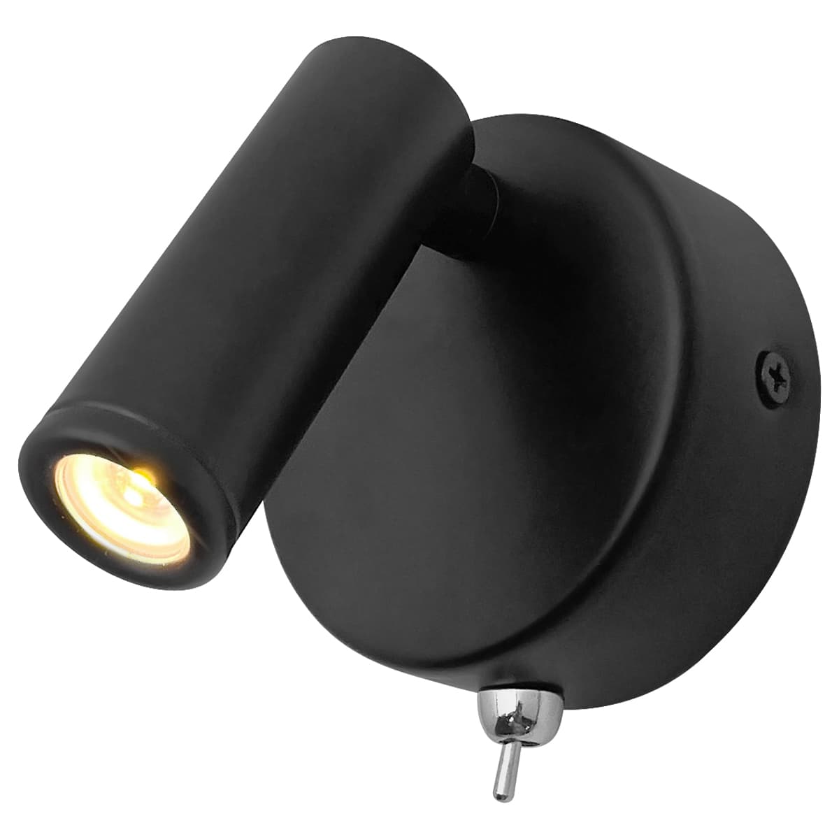 3W LED Adjustable Black Wall Mounted Bedside Light Switched Warm White BW05