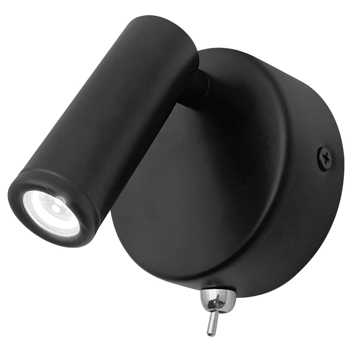  3W LED Adjustable Black Wall Mounted Bedside Light Switched Cool White BW06