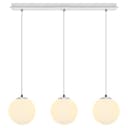 Modern 3 Light Chrome Ceiling Pendant with White Globe Lamp Shades K450