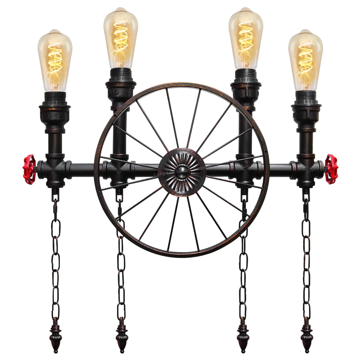 Vintage Industrial Water Pipe Wall Light Steampunk Nautical Wheel M0159