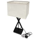 Modern Table Lamp Black Metal Tripod Base Linen Fabric Shade T518
