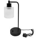 Modern Dimmable Table Lamp with Frosted Glass Shade Black Metal Base with USB Ports T519 
