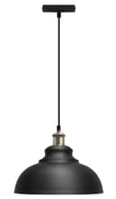 Retro Vintage Black Dome Pendant Light Shade Antique Brass Holder 