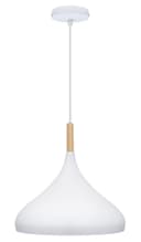 Metal Vintage White Ceiling Light Shade Retro Hanging Pendant Light Wood Fitting 