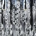 Chandelier Ceiling Light Round Modern Flush Mount Crystal Droplets Chrome Base with 4 LED Bulbs 