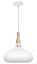 Metal Vintage White Ceiling Light Shade Dome Retro Hanging Pendant Light Wood Fitting 