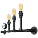 Vintage 3 Light Industrial Water Pipe Wall Lamp with Guage M0166