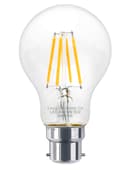 A60 4W LED Filament Light Bulb Warm White B22 Edison Screw Clear Glass