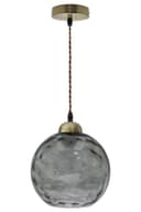 Vintage Globe Smoked Grey Ripple Glass Ceiling Pendant Lamp Glass H3005