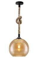 Vintage Industrial Amber Smoked Rope Glass Globe Ceiling Pendant Lamp H3007