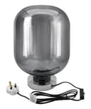 Large Smoke Grey Glass Oval Table Desk Lamp H3020 Retro Chrome Grey Glass 