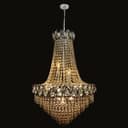 Large Ceiling Crystal Pendant Chandelier Suspended Chrome Frame Cascading Droplets H3033