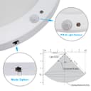 PIR LED Motion Sensor Ceiling Panel Light Round Surface Mount 18w Panel 6500k PIRSMR18WCW