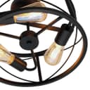 Round 3-Light Industrial Ceiling Lantern Semi Flush Mount Black Shade