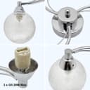 Modern Chrome 3 Way Ceiling Light Glass Globe Shades H3060 with 3 x G9 5w LED 