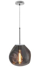 Chrome Blown Glass Ceiling Pendant Light Smoked Grey Globe Lamp Shade H3068