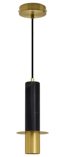 Slim Tubular Modern Black Marble Ceiling Pendant Lamp Shade Brass Holder