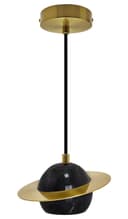 Mini Globe Modern Black Marble Ceiling Pendant Lamp Shade Brass Holder