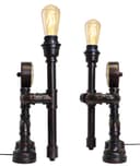 Vintage Industrial Water Pipe Table Lamp Real Clock H3104P with 4w ST58