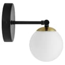 Modern Indoor Frosted Glass Globe Scone Matte Black Wall Light H3088 With LED G9 Warm White
