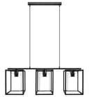 Modern Rectangular Ceiling Lantern Pendant Light Black Frame Clear Glass 3 Light H3051