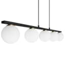Modern Black Ceiling 5 Lights Pendant Light Glass Globe Shades Frosted Opal H3086