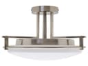 Industrial Brush Chrome Round Ceiling Light Semi Flush Mount Opal H3092