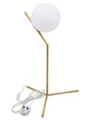Art Deco Brass Table Lamp Frosted Globe Opaque Glass Shade