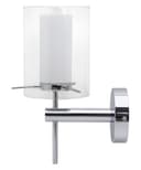 Modern Glass Wall Light Chrome Clear Glass Shade IP44 H3098 with G9 LED 5w Warm White